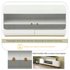 Meuble TV 63.07 avec cadre en verre et or pour téléviseurs de 70 pouces