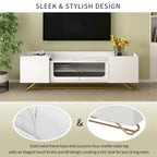 Meuble TV 63.07 avec cadre en verre et or pour téléviseurs de 70 pouces