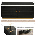 Meuble TV 63.07 avec cadre en verre et or pour téléviseurs de 70 pouces