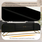 Meuble TV 63.07 avec cadre en verre et or pour téléviseurs de 70 pouces