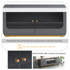 Meuble TV 63.07 avec cadre en verre et or pour téléviseurs de 70 pouces