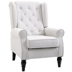 Fauteuil d'appoint moderne blanc crème à dossier haut capitonné de 74,4 cm (29,3 po) avec dossier à oreilles