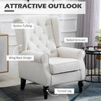 Fauteuil d'appoint moderne blanc crème à dossier haut capitonné de 74,4 cm (29,3 po) avec dossier à oreilles