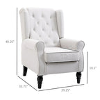 Fauteuil d'appoint moderne blanc crème à dossier haut capitonné de 74,4 cm (29,3 po) avec dossier à oreilles