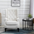 Fauteuil d'appoint moderne blanc crème à dossier haut capitonné de 74,4 cm (29,3 po) avec dossier à oreilles