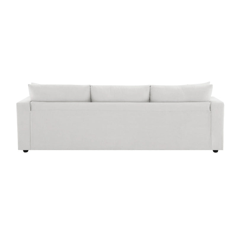 Canapé d'angle 4 places en polyester avec pouf convertible