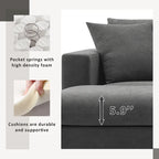 Canapé d'angle 4 places en polyester avec pouf convertible