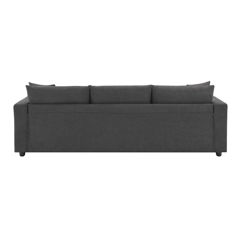Canapé d'angle 4 places en polyester avec pouf convertible