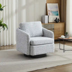 White+Black 31.5 Chenille Swivel Accent Chair with Solid Wood Frame