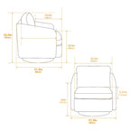 Fauteuil pivotant d'appoint en chenille blanche et noire de 80 cm avec structure en bois massif