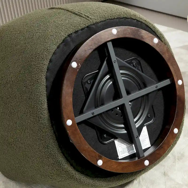 Fauteuil pivotant rembourré avec rangement, style moderne, pour salon, chambre, bureau ou coin lecture.