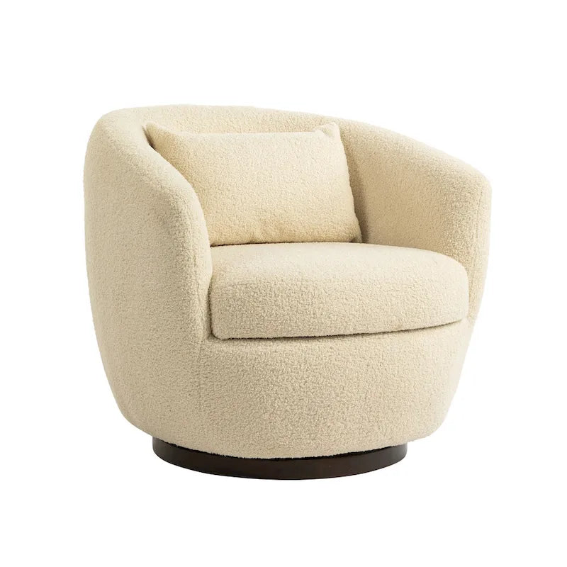 Fauteuil pivotant rembourré avec rangement, style moderne, pour salon, chambre, bureau ou coin lecture.