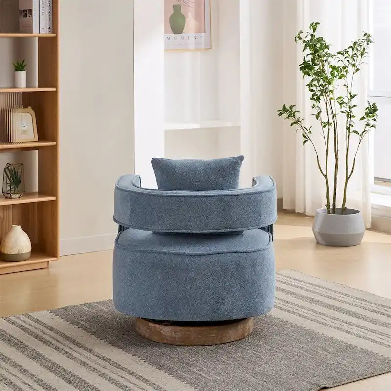 Fauteuil pivotant d'appoint de 29,1 cm avec base en bois vieilli