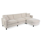Canapé 4 places spacieux beige 107,87 avec pouf amovible