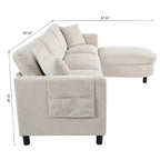 Canapé 4 places spacieux beige 107,87 avec pouf amovible