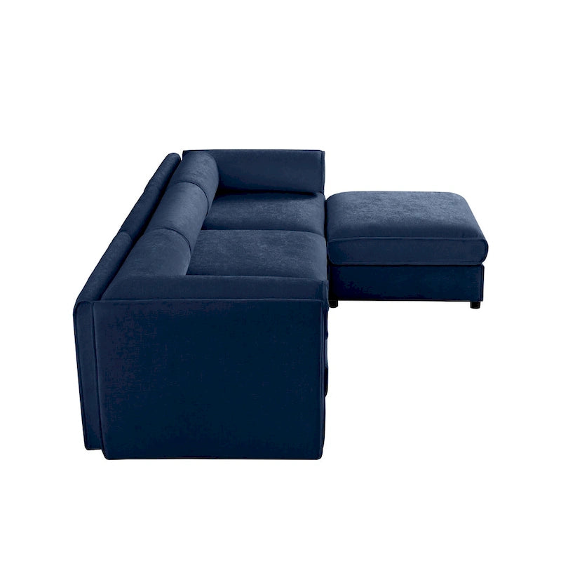 Canapé d'angle modulaire en forme de L, revêtu de chenille, avec assise de rangement, combinaison à monter soi-même.