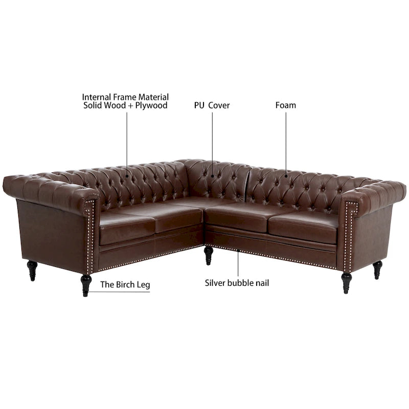 Christopher Knight Home - Canapé d'angle luxueux Clayton en cuir PU