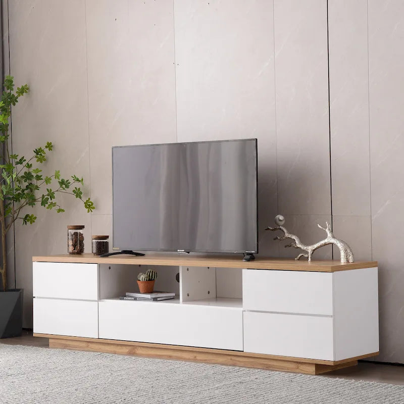 Meuble TV moderne Adley de 80 pouces avec rangement dissimulé par GDFStudio