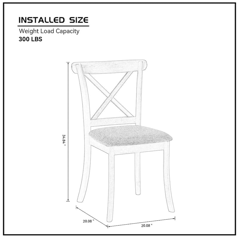 Ensemble de 2 chaises de salle à manger en bois à dossier en X