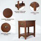 Gymax Lot de 2 tables d'appoint contemporaines compactes avec tiroir - 13 x 22 x 23 (L x l x H)