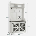 Banc d'entrée de style campagnard de 42 pouces de large avec porte-manteau et armoire de vestiaire