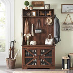 Banc d'entrée de style campagnard de 42 pouces de large avec porte-manteau et armoire de vestiaire