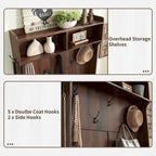 Banc d'entrée de style campagnard de 42 pouces de large avec porte-manteau et armoire de vestiaire