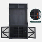 Banc d'entrée de style campagnard de 42 pouces de large avec porte-manteau et armoire de vestiaire