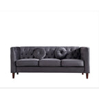 Canapé Chesterfield classique en velours avec pieds en bois, US PRIDE FURNITURE