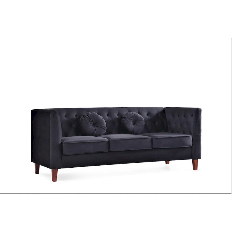 Canapé Chesterfield classique en velours avec pieds en bois, US PRIDE FURNITURE