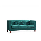 Canapé Chesterfield classique en velours avec pieds en bois, US PRIDE FURNITURE