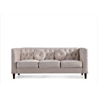 Canapé Chesterfield classique en velours avec pieds en bois, US PRIDE FURNITURE