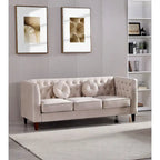 Canapé Chesterfield classique en velours avec pieds en bois, US PRIDE FURNITURE