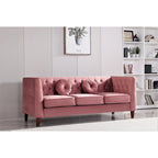 Canapé Chesterfield classique en velours avec pieds en bois, US PRIDE FURNITURE