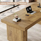 Bureau de direction 70,9 cm, bureau d'ordinateur style ferme, grand poste de travail pour bureau à domicile, marron