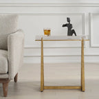 Table d'appoint à plateau en cristal épais - 24 - Or antique