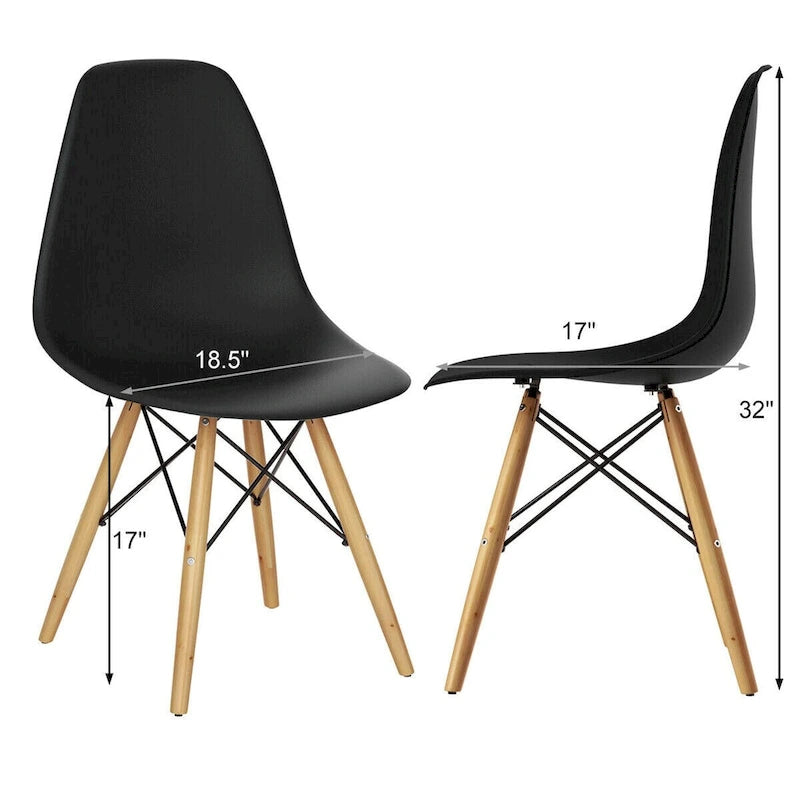 Gymax Lot de 2 chaises de salle à manger modernes sans accoudoirs pour bureau à domicile, avec revêtement en bois - Voir les détails