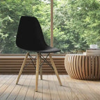 Gymax Lot de 2 chaises de salle à manger modernes sans accoudoirs pour bureau à domicile, avec revêtement en bois - Voir les détails