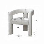 Ensemble de 2 chaises de salle à manger d'appoint, en tissu bouclé texturé blanc cassé, dossier incurvé