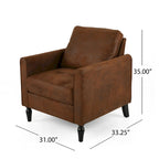 Fauteuil d'appoint Ada, dossier rembourré, motif en microfibre marron texturée