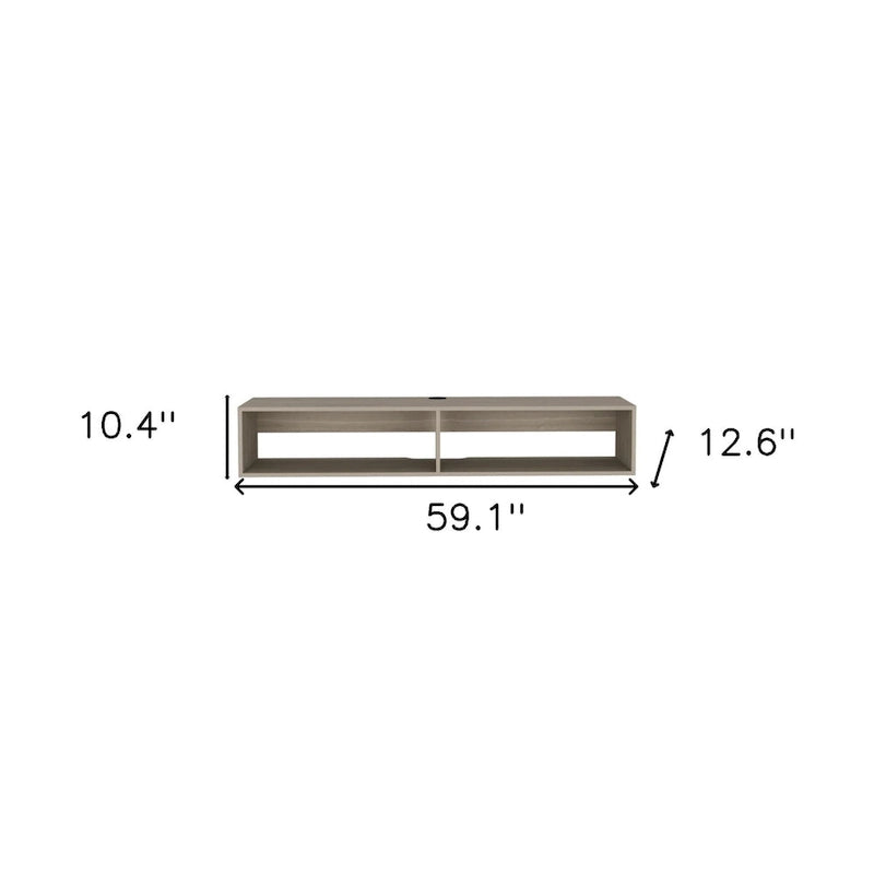 Meuble TV mural moderne 59 pouces avec étagères et système de gestion des câbles - 10,4 cm (H) x 59,1 cm (L) x 12,6 cm (P)