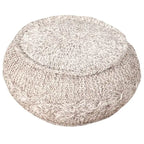 Pouf ottoman beige en coton de 50 cm (20 pouces) avec motif géométrique pour salon