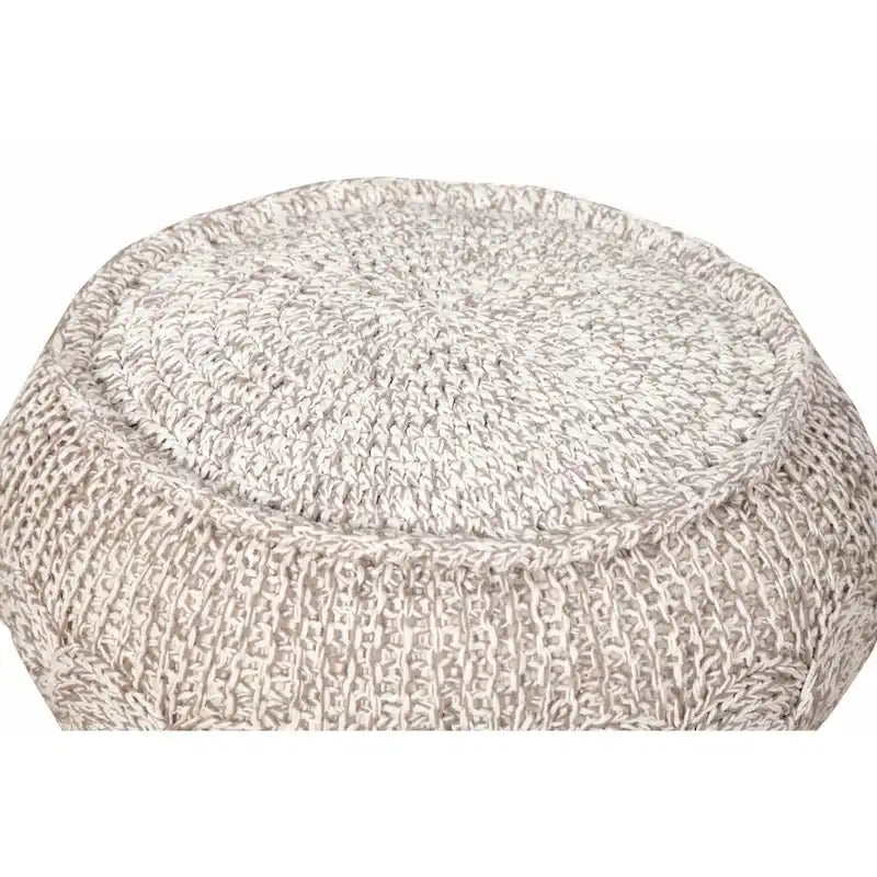 Pouf ottoman beige en coton de 50 cm (20 pouces) avec motif géométrique pour salon