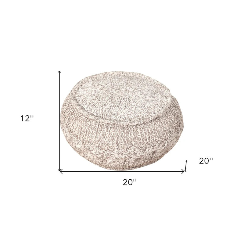 Pouf ottoman beige en coton de 50 cm (20 pouces) avec motif géométrique pour salon