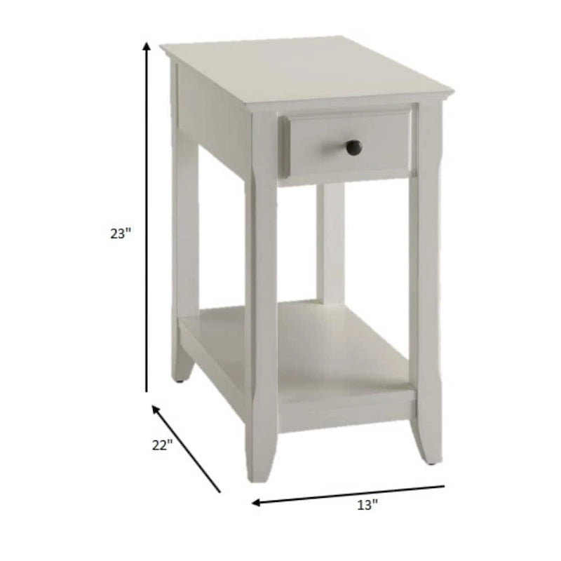 Table d'appoint rectangulaire en bois de 58 cm (23 po) avec deux étagères de rangement et un tiroir, idéale pour le salon - Dimensions : 33 cm (13 po) L x 56 cm (22 po) l x 58 cm (23 po) H