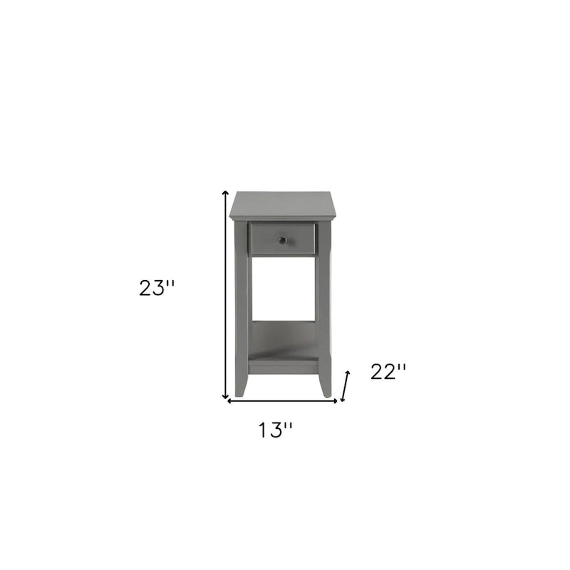 Table d'appoint rectangulaire en bois de 58 cm (23 po) avec deux étagères de rangement et un tiroir, idéale pour le salon - Dimensions : 33 cm (13 po) L x 56 cm (22 po) l x 58 cm (23 po) H