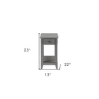 Table d'appoint rectangulaire en bois de 58 cm (23 po) avec deux étagères de rangement et un tiroir, idéale pour le salon - Dimensions : 33 cm (13 po) L x 56 cm (22 po) l x 58 cm (23 po) H