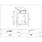 Table d'appoint rectangulaire en bois de 58 cm (23 po) avec deux étagères de rangement et un tiroir, idéale pour le salon - Dimensions : 33 cm (13 po) L x 56 cm (22 po) l x 58 cm (23 po) H