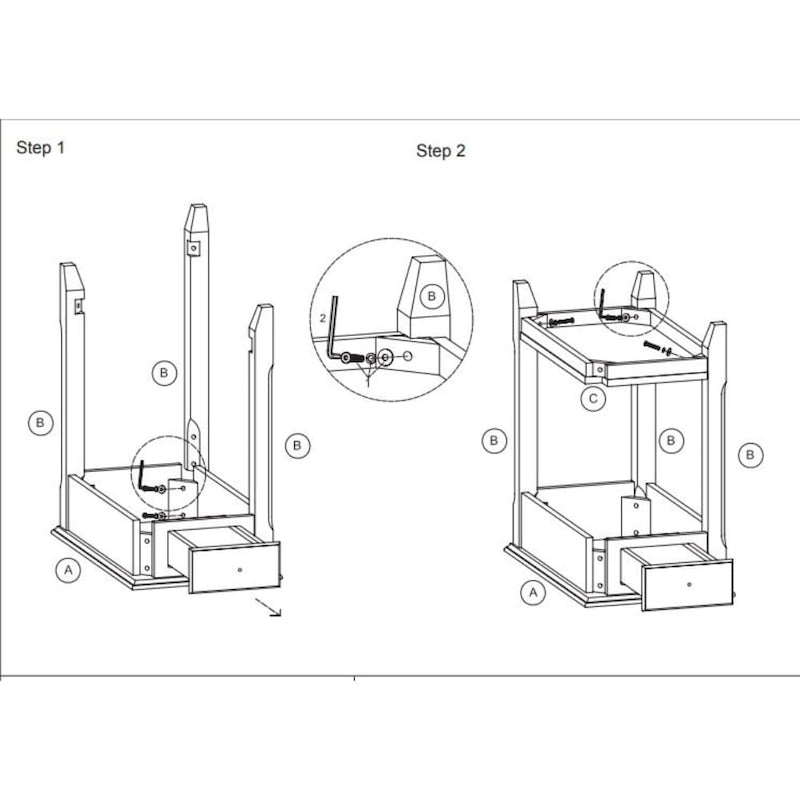 Table d'appoint rectangulaire en bois de 58 cm (23 po) avec deux étagères de rangement et un tiroir, idéale pour le salon - Dimensions : 33 cm (13 po) L x 56 cm (22 po) l x 58 cm (23 po) H