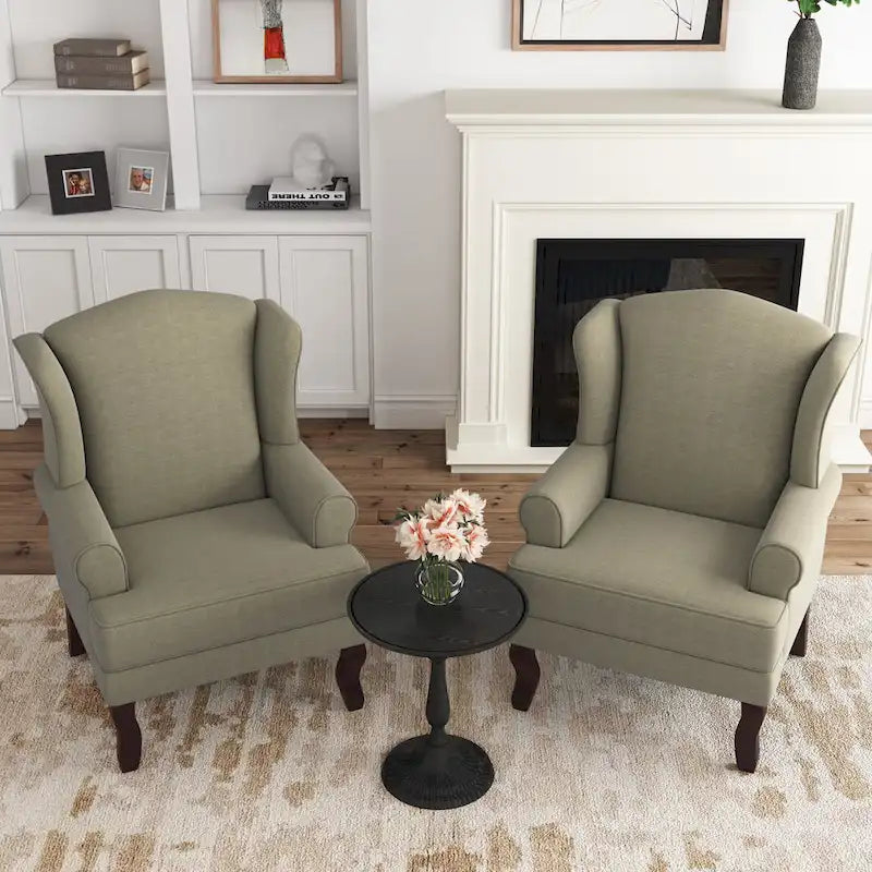 Ensemble de 2 fauteuils à oreilles élégants pour salon, fauteuils d'appoint rembourrés